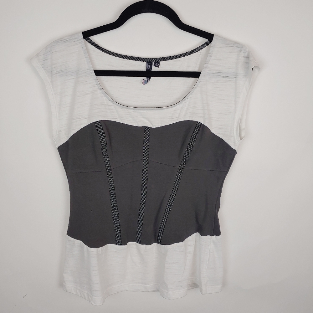 One September Corset Style Tee Gray White M